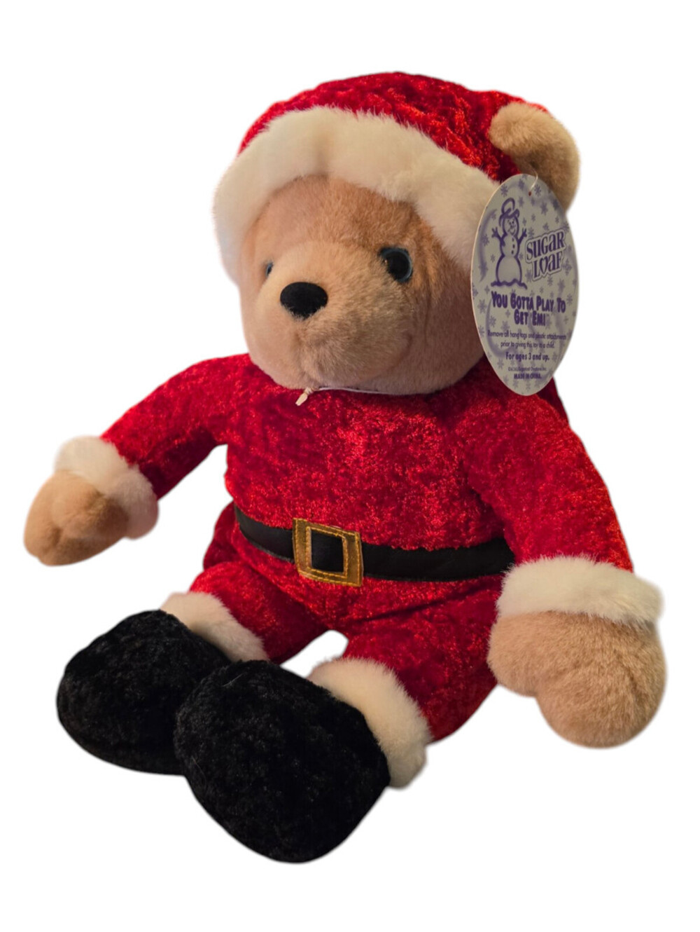 Vintage Sugar Loaf Plush Stuffed Animal Teddy Bear Christmas Santa Suit NEW